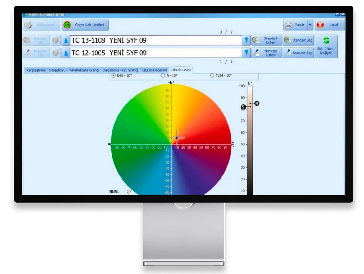 ColorMission CIELab renk uzayı ekranı